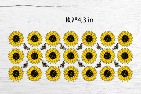 Libbey Can Glass Wrap Sunflower. Can Glass Full Wrap Bee SVG SVG Samaha Design 