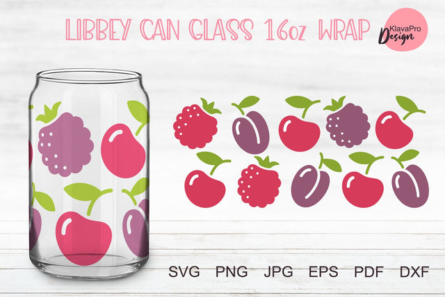 Libbey glass 16oz | Can glass wrap svg| Berries svg SVG Klava P 