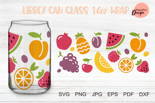Libbey glass 16oz | Can glass wrap svg| Fruits and berries svg SVG Klava P 