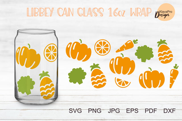 Libbey glass 16oz | Can glass wrap svg| Fruits and vegetables svg SVG Klava P 