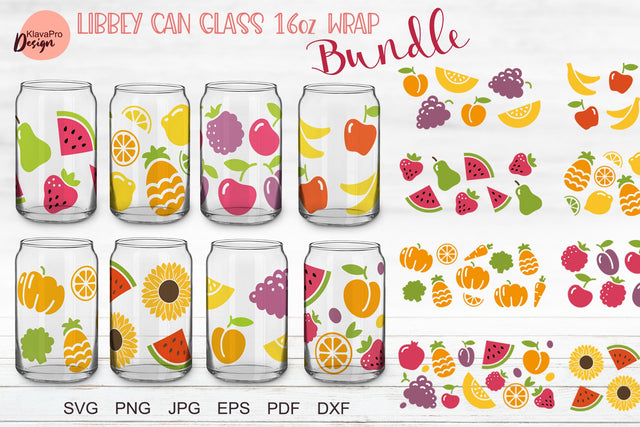 Libbey glass Bundle 16oz | Can glass wraps svg| fruits svg SVG Klava P 