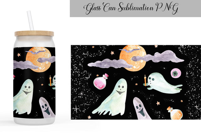 Libbey Glass Can Halloween Wrap Sublimation WatercolorColorDream 