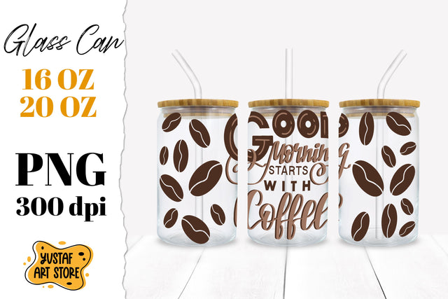 Libbey Glass Can Sublimation PNG. Coffee lettering quote Sublimation Yustaf Art Store 