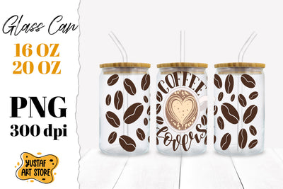 Libbey Glass Can Sublimation.Lettering quote "Coffee Lovers" Sublimation Yustaf Art Store 