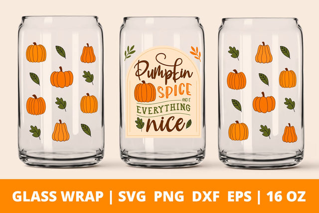 Libbey glass can wrap fall SVG KMarinaDesign 