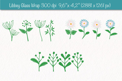 Libbey glass wrap Bundle with leaves branches SVG. 16 oz glass can wrap SVG SVG Createya Design 