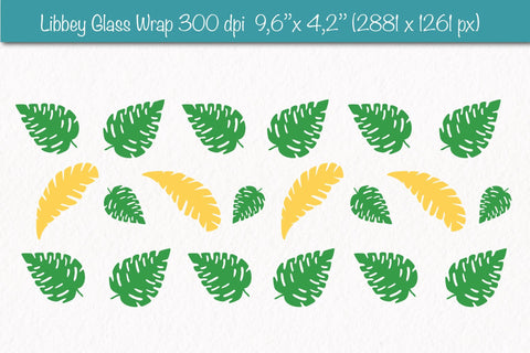 Libbey glass wrap sublimation with tropical leaves SVG Createya Design 