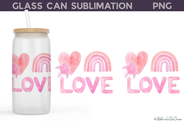 Libbey Valentines Wrap | Love Glass Can Sublimation WatercolorColorDream 