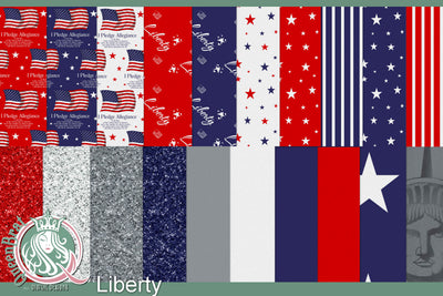 Liberty Patriotic Papers Digital Pattern QueenBrat Digital Designs 