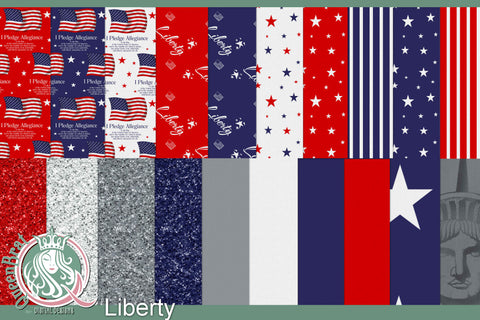 Liberty Patriotic Papers Digital Pattern QueenBrat Digital Designs 