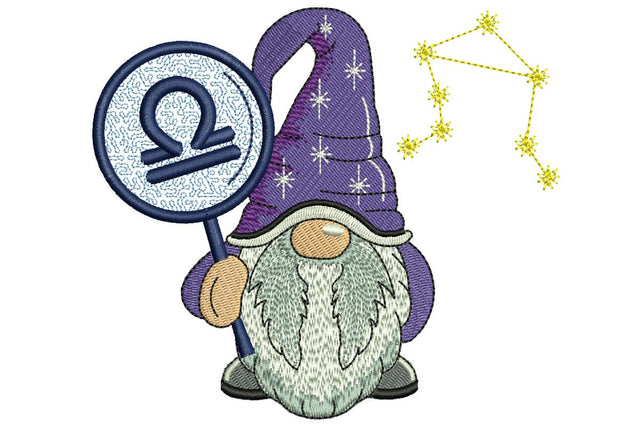 Libra Gnome Embroidery Design, Zodiac Horoscope Embroidery designs, Machine Embroidery File Embroidery/Applique DESIGNS NextEmbroidery 