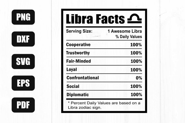 Libra Nutrition Facts Svg, Libra Zodiac Sign Svg, Libra Svg, Libra Zodiac Svg SVG Litke Designs 