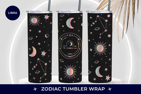 Libra Zodiac sign tumbler, Constellations Sublimation Tumler Wrap Sublimation KMarinaDesign 