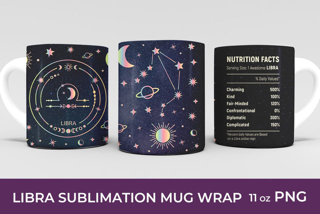 Libra zodiac sublimation mug wrap Sublimation KMarinaDesign 