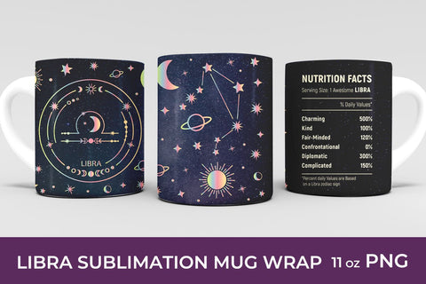Libra zodiac sublimation mug wrap Sublimation KMarinaDesign 