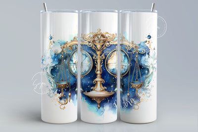 Libra Zodiac tumbler wrap sublimation PNG, Astrology Sign, Constellations, 20 oz Skinny Tumbler Sublimation Design, Watercolor, Digital File Sublimation Syre Digital Creations 
