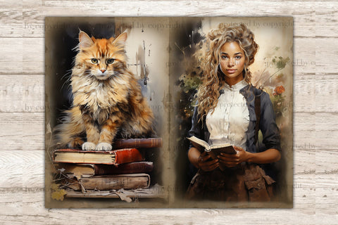 Librarian Junk Journal Kit | Vintage Digital Collage SVG GlamArtZhanna 