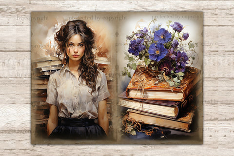 Librarian Junk Journal Page | Book Lover Bundle SVG GlamArtZhanna 