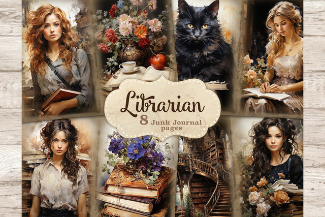 Librarian Junk Journal Page | Book Lover Bundle SVG GlamArtZhanna 
