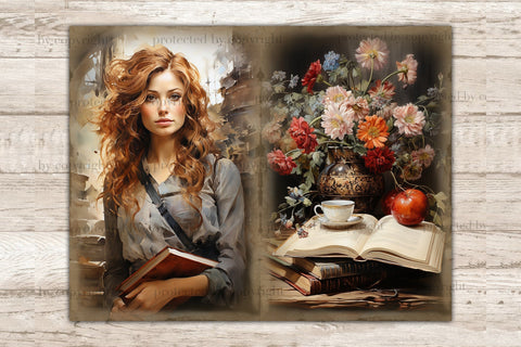 Librarian Junk Journal Page | Book Lover Bundle SVG GlamArtZhanna 