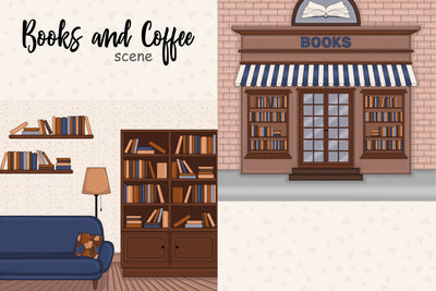 Library Interior Illustration | Living Room Clipart SVG GlamArtZhanna 