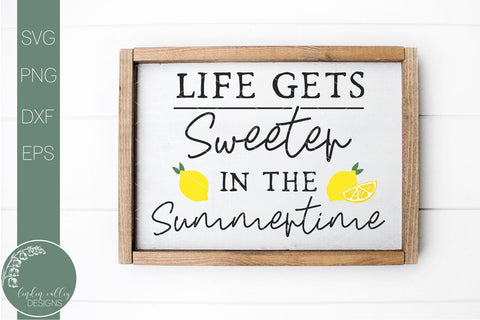 Life Gets Sweeter Svg-Summer Quote Svg-Lemons Svg SVG Linden Valley Designs 