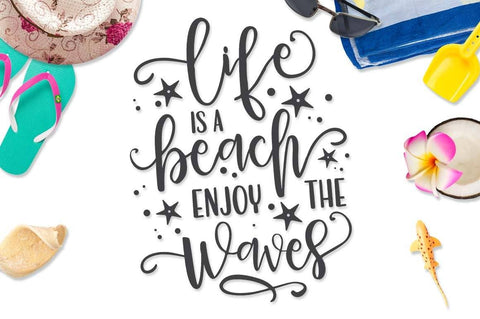 Life is a beach Enjoy the waves | Funny summer cut file SVG TheBlackCatPrints 