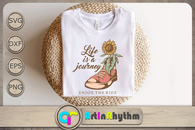 Life is a journey Svg, Positive Quote Svg, Retro T-Shirt Svg, Sunflower Svg SVG Artinrhythm shop 