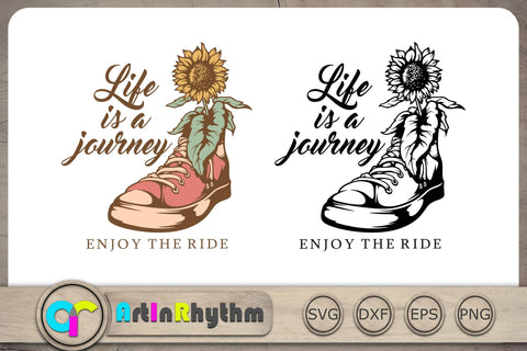 Life is a journey Svg, Positive Quote Svg, Retro T-Shirt Svg, Sunflower Svg SVG Artinrhythm shop 