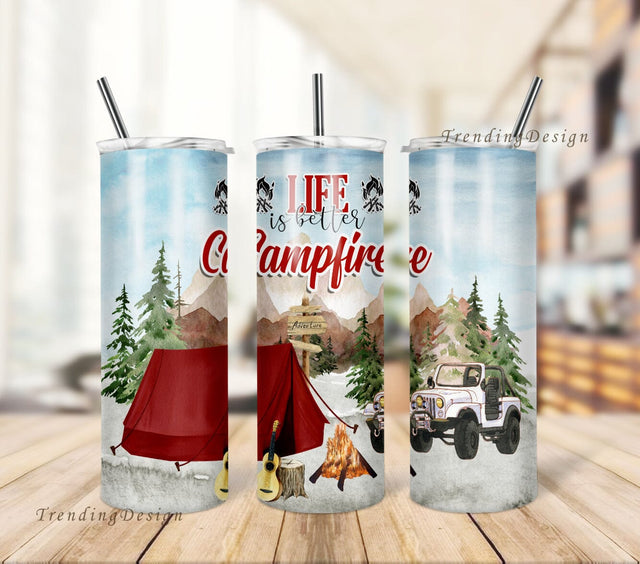 Life Is Bette Camping 20 oz Skinny Tumbler, Gift for Camper 20 oz Skinny Tumbler Sublimation Designs PNG Files Digital Download Sublimation TrendingDesign 