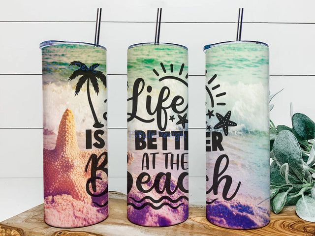 Life is Better At The Beach Tumbler Design, Beach 20oz Tumbler Template, Summer Beach Tumbler Wrap, Beach Life Sublimation Png, Instant Download Sublimation iStyleDesign 