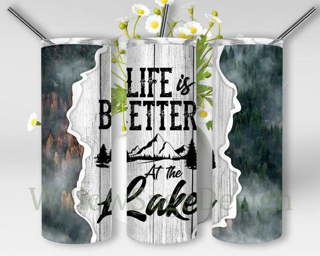 Life Is Better At The Lake 20oz Skinny Tumbler, Lake Life Tumbler Png, Summer Vacation Tumbler Wrap, Lake Sublimation Design, Instant Download Sublimation WillowSageDesign 