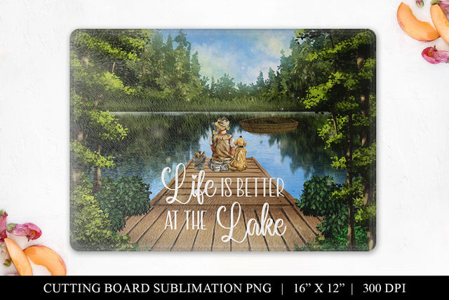 Life Is Better At The Lake Cutting Board Sublimation PNG Sublimation BijouBay 