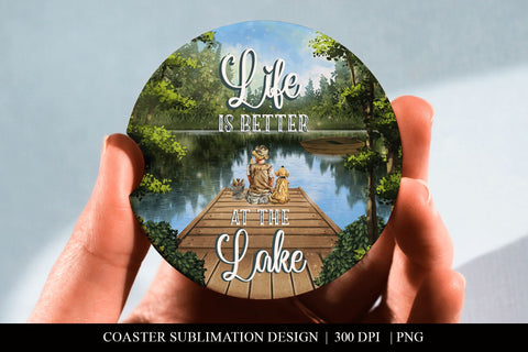 Life Is Better At The Lake Life Car Coaster Sublimation PNG Sublimation BijouBay 