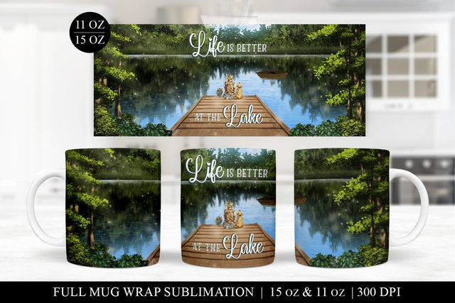 Life Is Better At The Lake Mug Wrap Sublimation PNG Sublimation BijouBay 