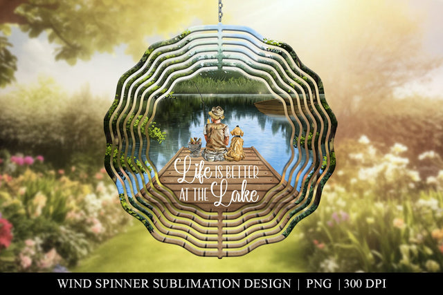 Life is better at the Lake Wind Spinner Png Sublimation Design Sublimation BijouBay 