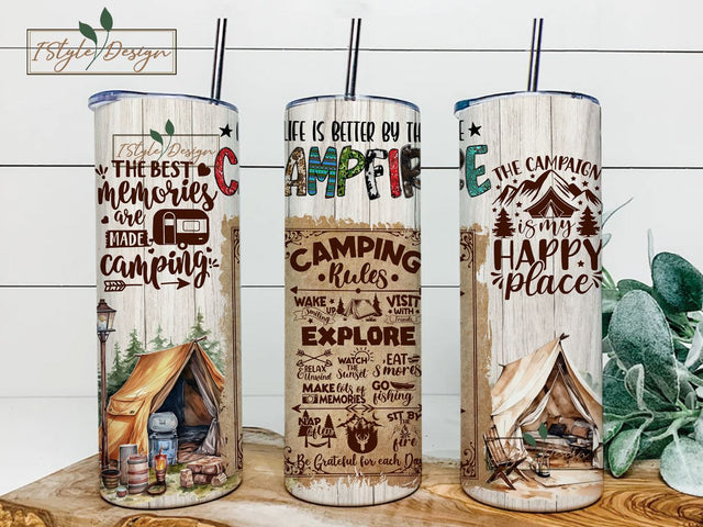 Life Is Better By The Campfire Tumbler Sublimation Design, 20oz Skinny Tumbler Sublimation, Camping Tumbler Wrap, PNG File Digital Download Sublimation iStyleDesign 