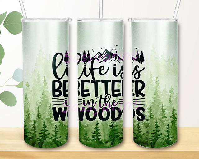 Life Is Better In The Woods 20oz Skinny Tumbler Png, Camping Tumbler, Outdoor Lover Gift, Camping Rules Cup, Camping Travel Tumbler, Rustic Travel Tumbler Sublimation sassyprint 