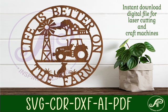 Life is better on the farm wall art sign, SVG file. vector SVG APInspireddesigns 
