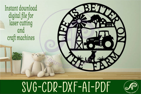 Life is better on the farm wall art sign, SVG file. vector SVG APInspireddesigns 