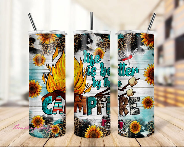 Life Is Better The Campfire Tumbler Png Sublimation Design, 20oz Skinny Tumbler Png, Camping Tumbler Png, Western Caravan Png Download Sublimation TrendingDesign 