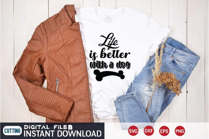 life is better with a dog SVG designer krishna 