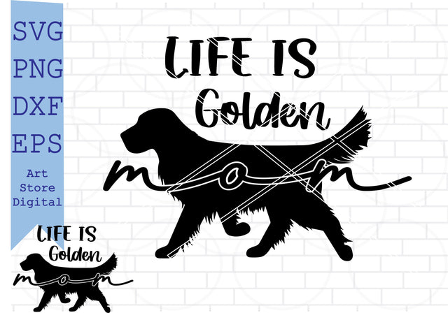 Life Is Golden Mom Svg, Life Is Golden Svg, Golden Retriever Svg, Golden Retriever Silhouette, Golden Retriever Cut file, Golden Retriever Outline, Retriever heart SVG Artstoredigital 