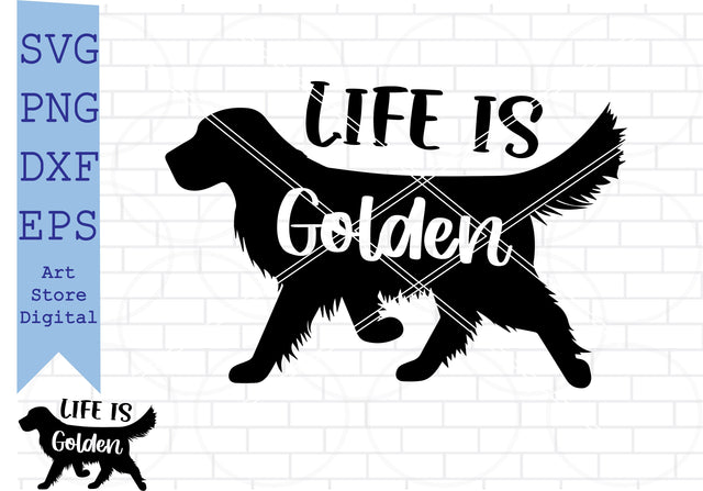 Life is Golden Svg, Golden Retriever Svg, Golden Retriever Silhouette, Golden Retriever Cut file, Golden Retriever Outline, Retriever heart SVG Artstoredigital 
