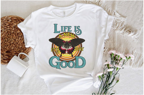 Life is Good Butterfly Retro Sublimation Sublimation Jagonath Roy 