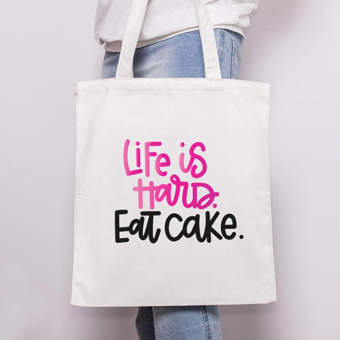 Life Is Hard Eat Cake Hand Lettered Cut File SVG Cursive by Camille 