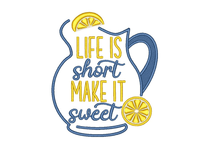Life is short make it sweet lemon embroidery design, 4 sizes Embroidery/Applique DESIGNS Nino Nadaraia 