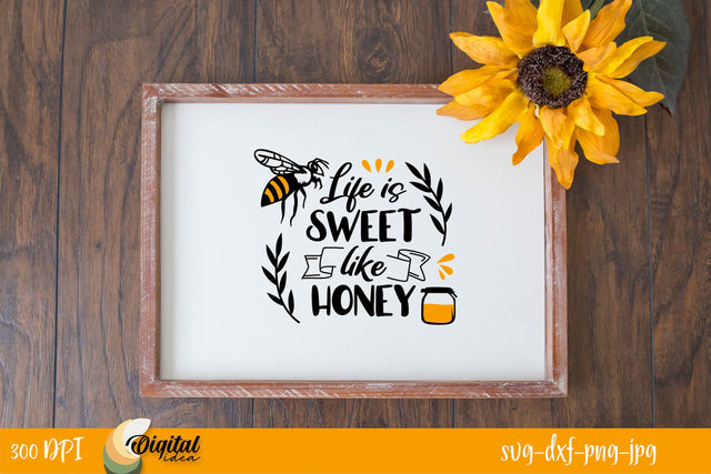 Life is sweet like honey | Bee Cute&Funny Quotes | Bee Photo Frames SVG Evgenyia Guschina 