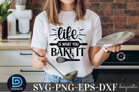 life is what you bake it, Kitchen Monogram SVG SVG DESIGNISTIC 