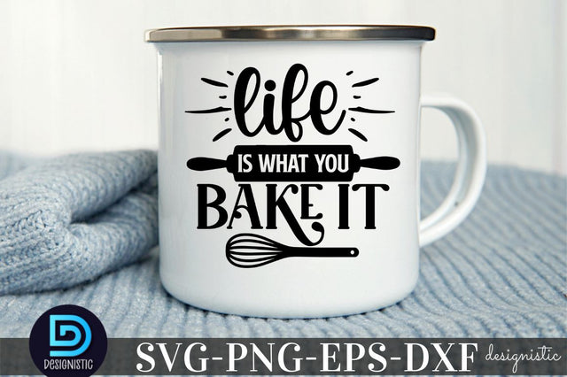 life is what you bake it, Kitchen Monogram SVG SVG DESIGNISTIC 